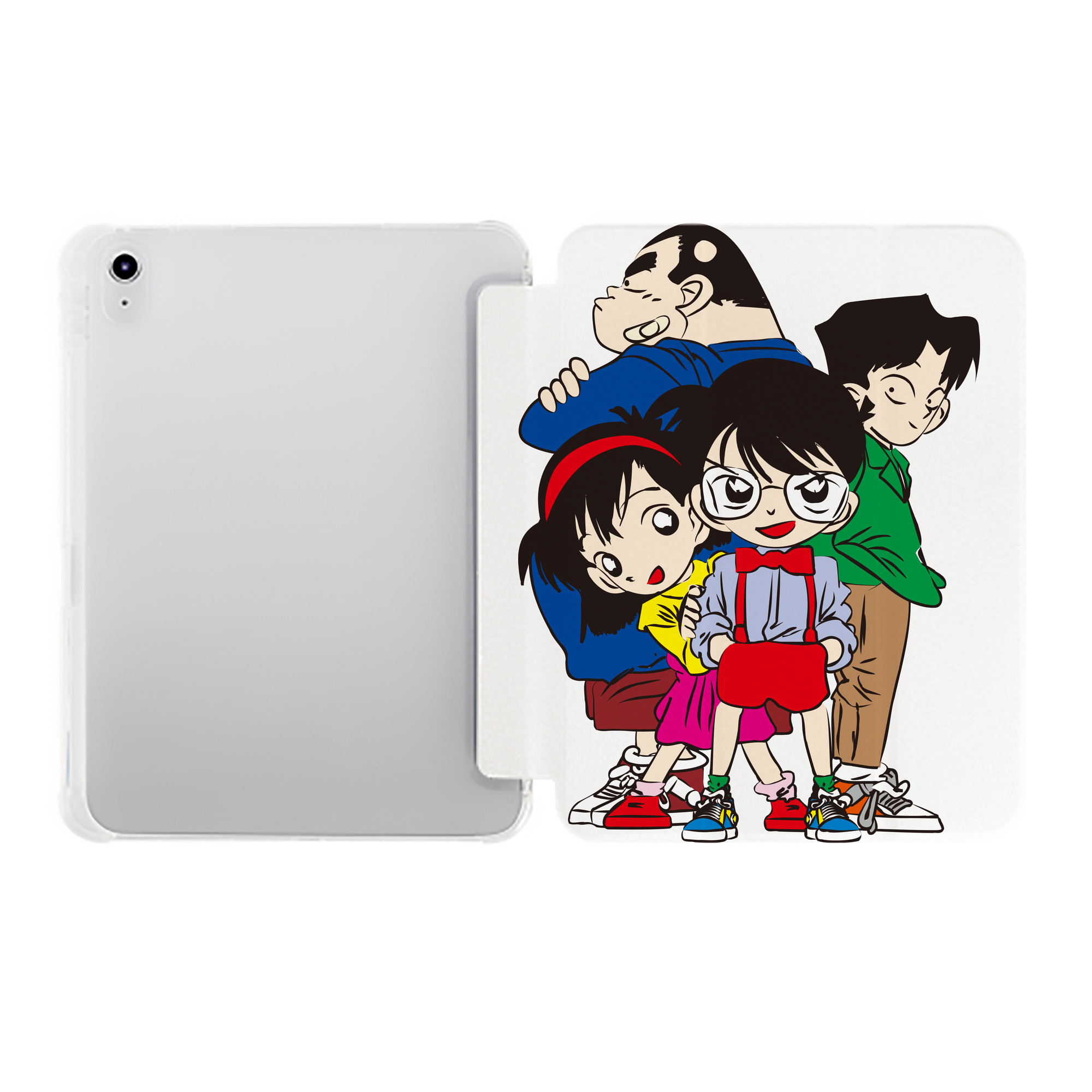 （画像用） 名探偵コナン Detective Conan IPad ケース ペン収納付き 三つ折りスタンド PUレザー×シリコン 対応機種9.5/10.5/10.9インチ